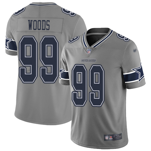 Men Dallas Cowboys Limited Gray Antwaun Woods #99 Inverted Legend NFL Jersey